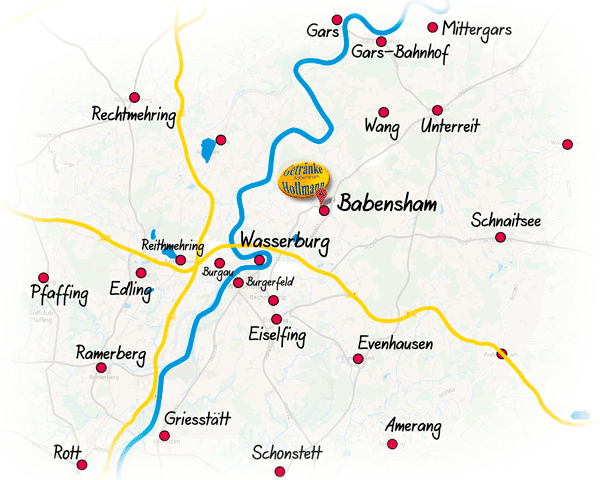 Anfahrtsplan Hollmann Wasserburg Umgebung